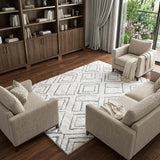10' X 14' Ivory And Gray Geometric Shag Washable Area Rug With UV Protection - HomeRoots - Flyclothing LLC