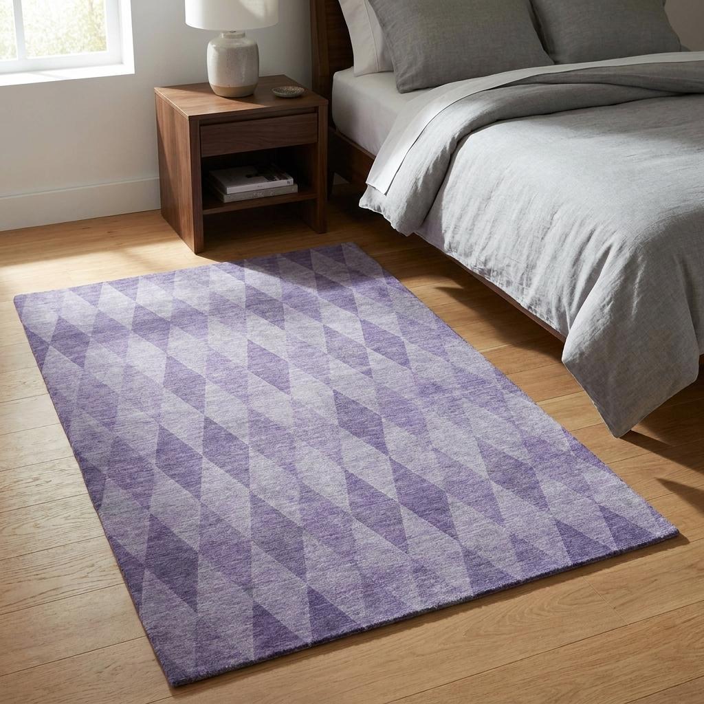 3' X 5' Purple And Lavender Geometric Shag Washable Area Rug With UV Protection - HomeRoots - Flyclothing LLC