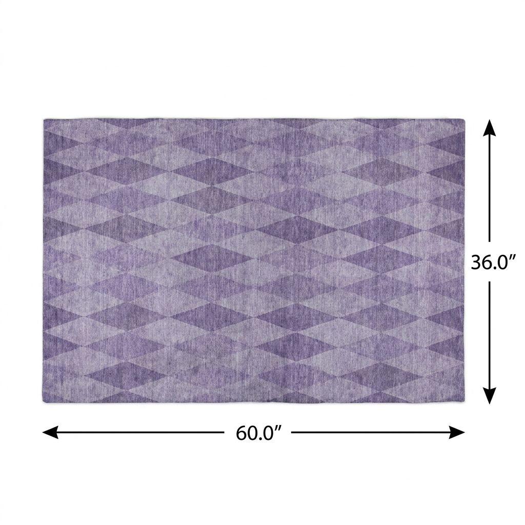 3' X 5' Purple And Lavender Geometric Shag Washable Area Rug With UV Protection - HomeRoots - Flyclothing LLC