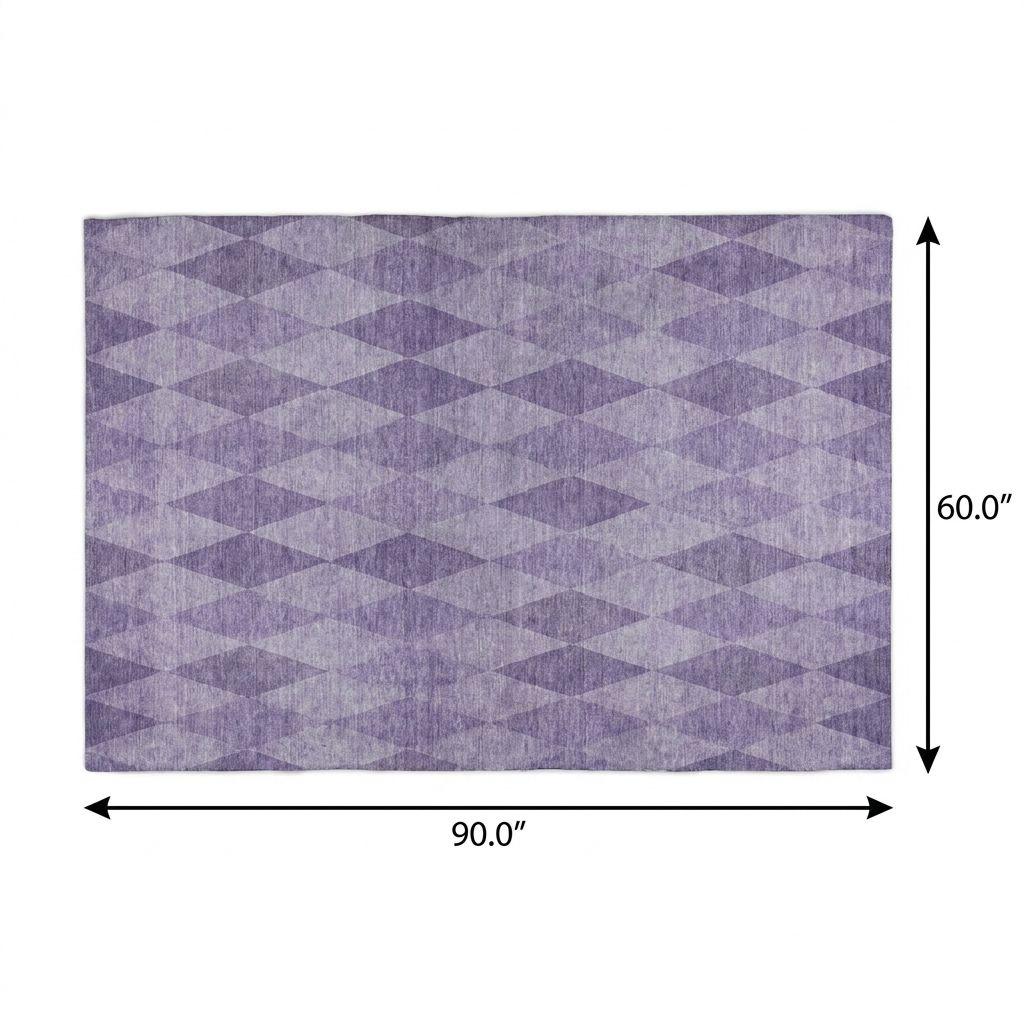 5' X 8' Purple And Lavender Geometric Shag Washable Area Rug With UV Protection - HomeRoots - Flyclothing LLC