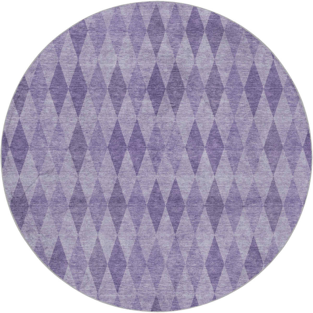 8' Purple And Lavender Geometric Shag Washable Round Rug With UV Protection - HomeRoots - Flyclothing LLC