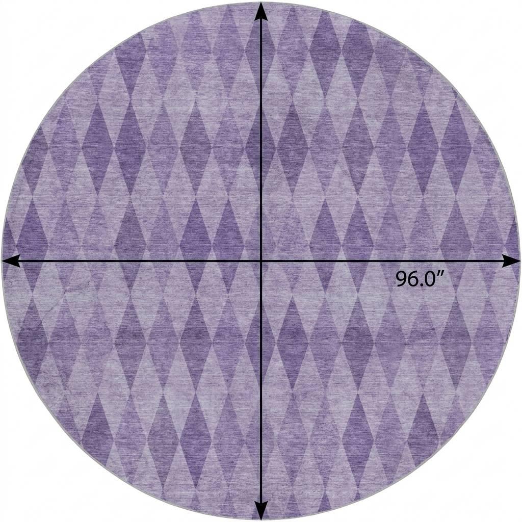 8' Purple And Lavender Geometric Shag Washable Round Rug With UV Protection - HomeRoots - Flyclothing LLC
