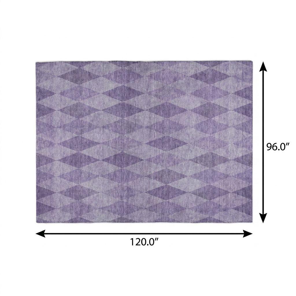 8' X 10' Purple And Lavender Geometric Shag Washable Area Rug With UV Protection - HomeRoots - Flyclothing LLC