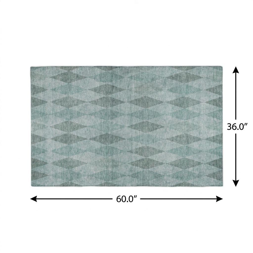 3' X 5' Teal And Gray Geometric Shag Washable Area Rug With UV Protection - HomeRoots - Flyclothing LLC