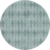 8' Teal And Gray Geometric Shag Washable Round Rug With UV Protection - HomeRoots - Flyclothing LLC