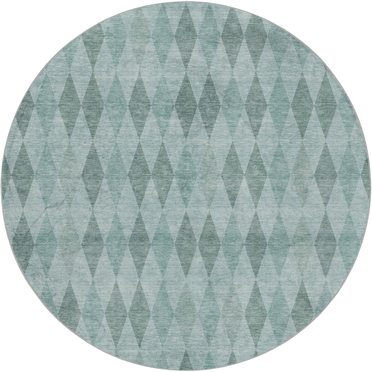 8' Teal And Gray Geometric Shag Washable Round Rug With UV Protection - HomeRoots - Flyclothing LLC