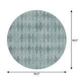 8' Teal And Gray Geometric Shag Washable Round Rug With UV Protection - HomeRoots - Flyclothing LLC