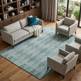 10' X 14' Teal And Gray Geometric Shag Washable Area Rug With UV Protection - HomeRoots - Flyclothing LLC