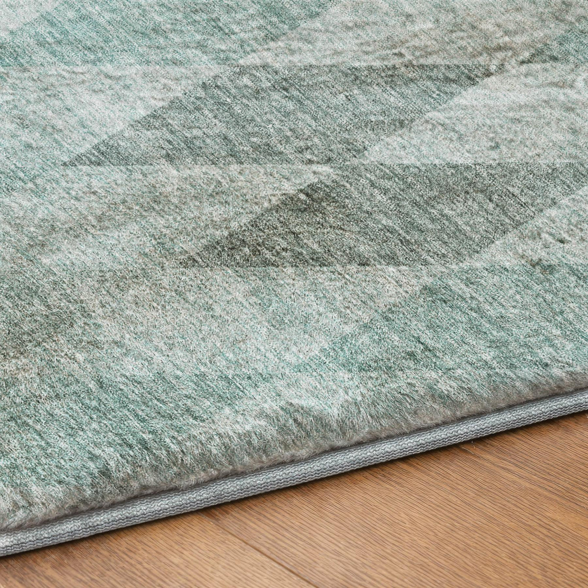 10' X 14' Teal And Gray Geometric Shag Washable Area Rug With UV Protection - HomeRoots - Flyclothing LLC