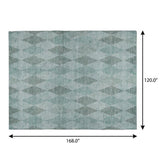 10' X 14' Teal And Gray Geometric Shag Washable Area Rug With UV Protection - HomeRoots - Flyclothing LLC