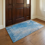 3' X 5' Blue And Denim Blue Abstract Shag Washable Area Rug With UV Protection - HomeRoots - Flyclothing LLC