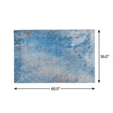 3' X 5' Blue And Denim Blue Abstract Shag Washable Area Rug With UV Protection - HomeRoots - Flyclothing LLC