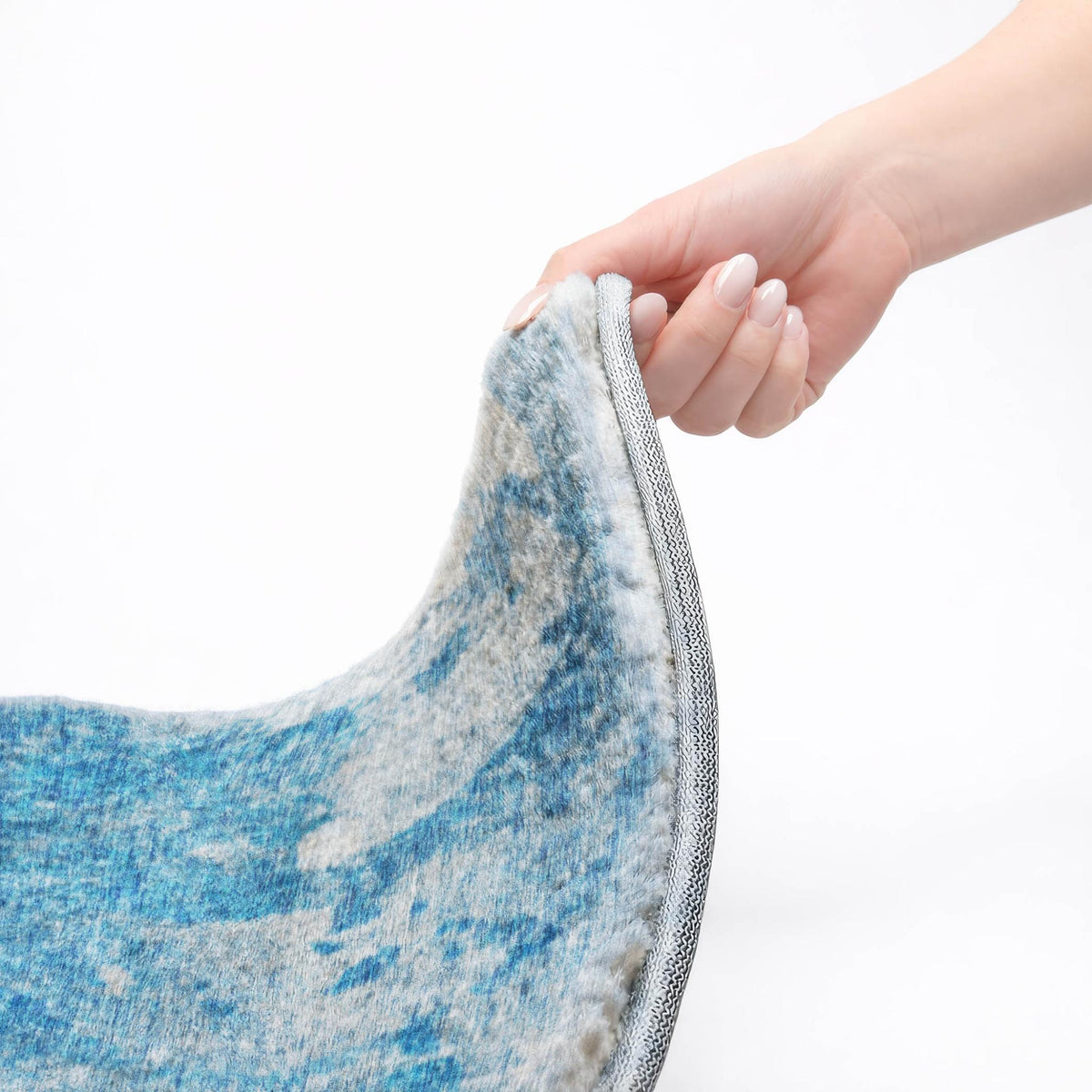 8' X 10' Blue And Denim Blue Abstract Shag Washable Area Rug With UV Protection - HomeRoots - Flyclothing LLC