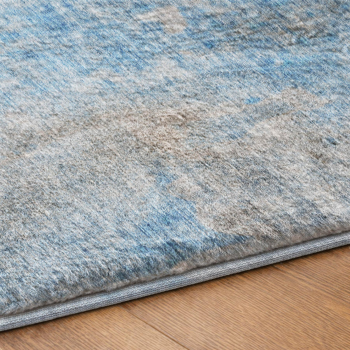 8' X 10' Blue And Denim Blue Abstract Shag Washable Area Rug With UV Protection - HomeRoots - Flyclothing LLC