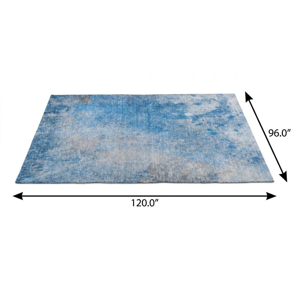 8' X 10' Blue And Denim Blue Abstract Shag Washable Area Rug With UV Protection - HomeRoots - Flyclothing LLC