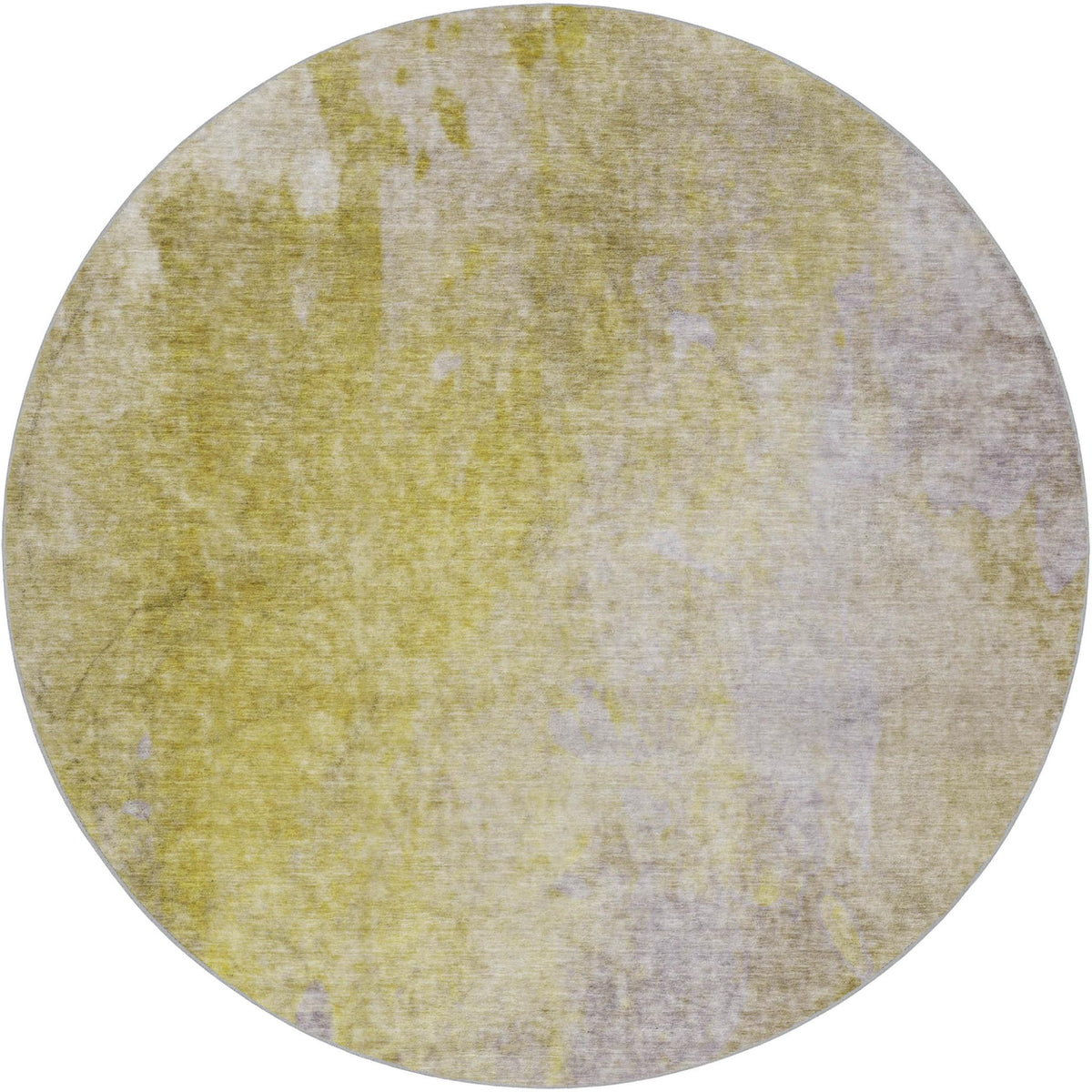 8' Gold And Beige Abstract Shag Washable Round Rug With UV Protection - HomeRoots - Flyclothing LLC
