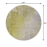 8' Gold And Beige Abstract Shag Washable Round Rug With UV Protection - HomeRoots - Flyclothing LLC