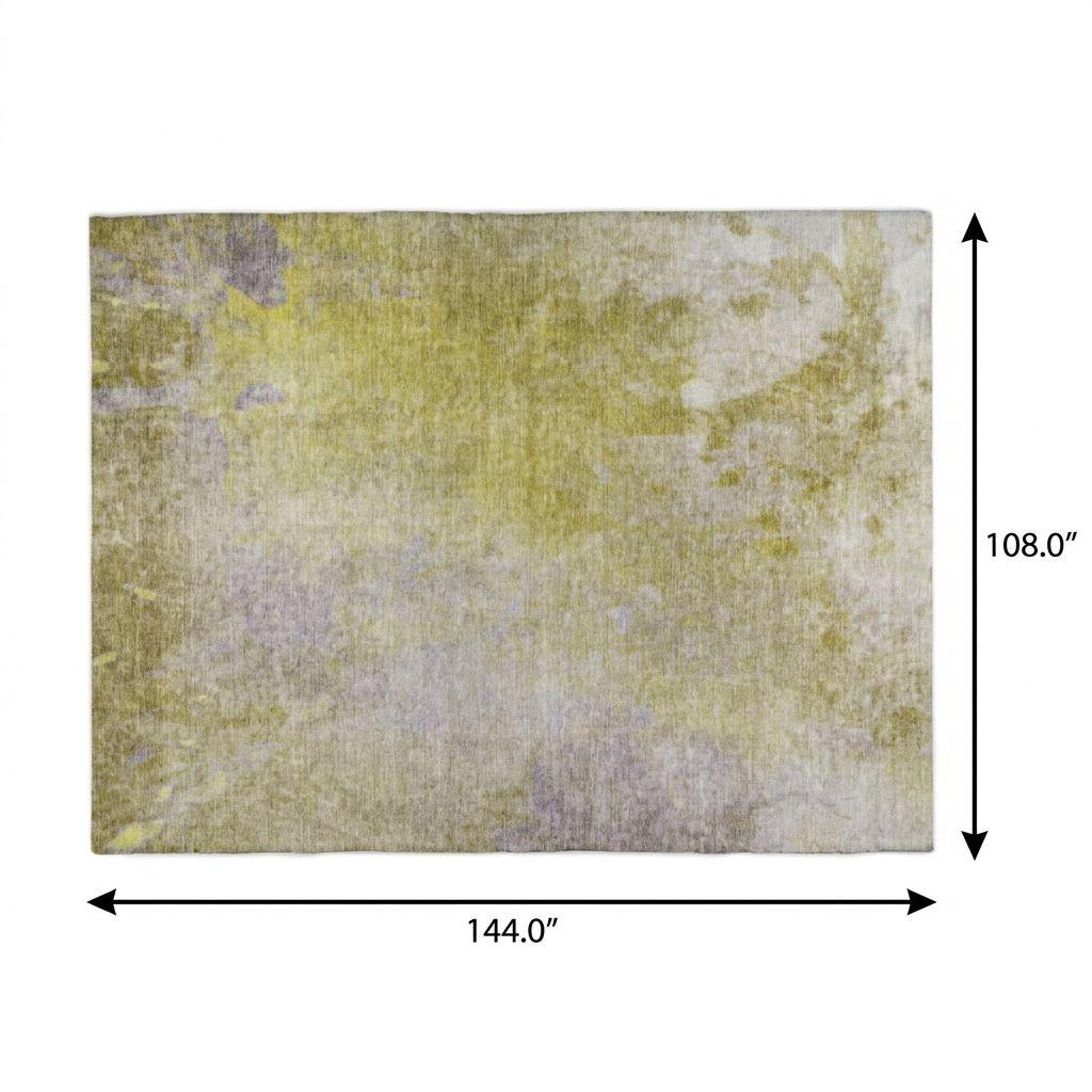 9' X 12' Gold And Beige Abstract Shag Washable Area Rug With UV Protection - HomeRoots - Flyclothing LLC