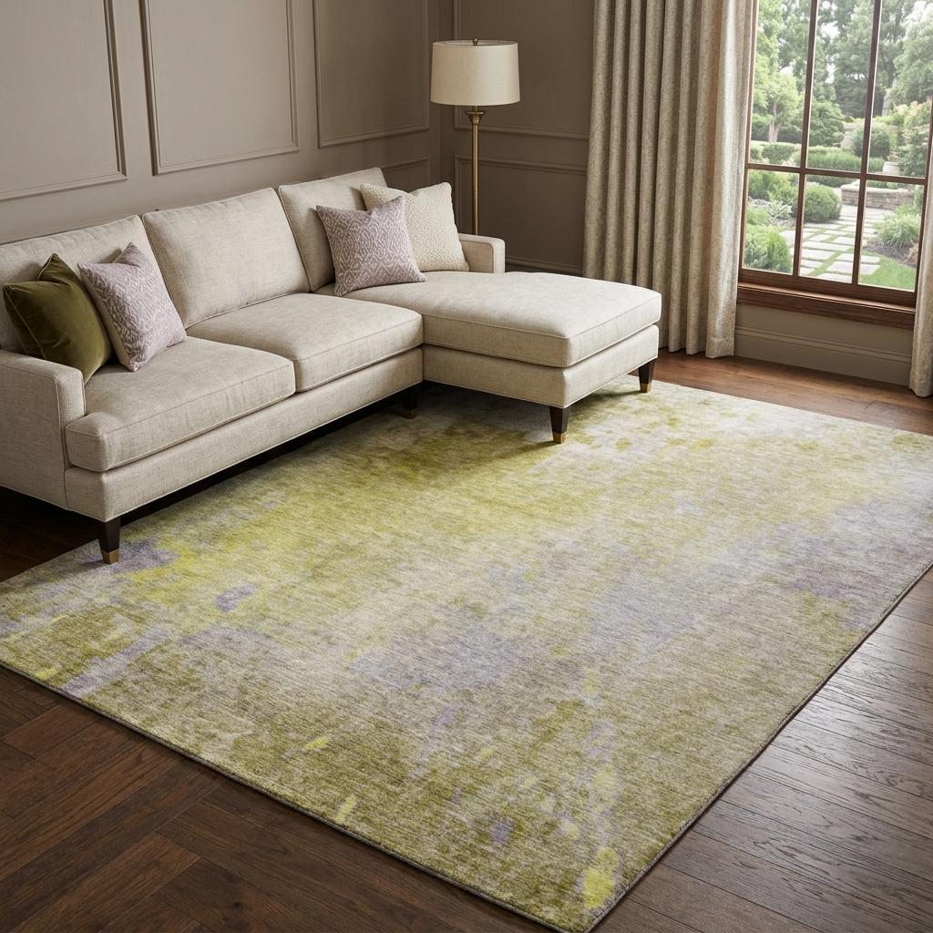 10' X 14' Gold And Beige Abstract Shag Washable Area Rug With UV Protection - HomeRoots - Flyclothing LLC