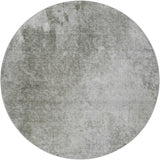 8' Gray And Silver Abstract Shag Washable Round Rug With UV Protection