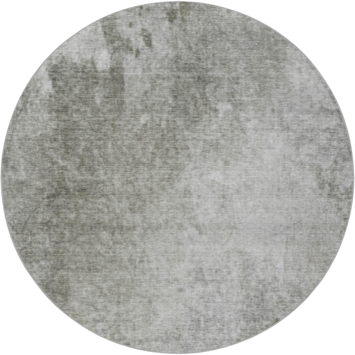 8' Gray And Silver Abstract Shag Washable Round Rug With UV Protection