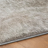 8' Gray And Silver Abstract Shag Washable Round Rug With UV Protection