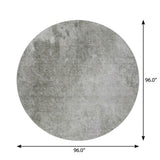 8' Gray And Silver Abstract Shag Washable Round Rug With UV Protection
