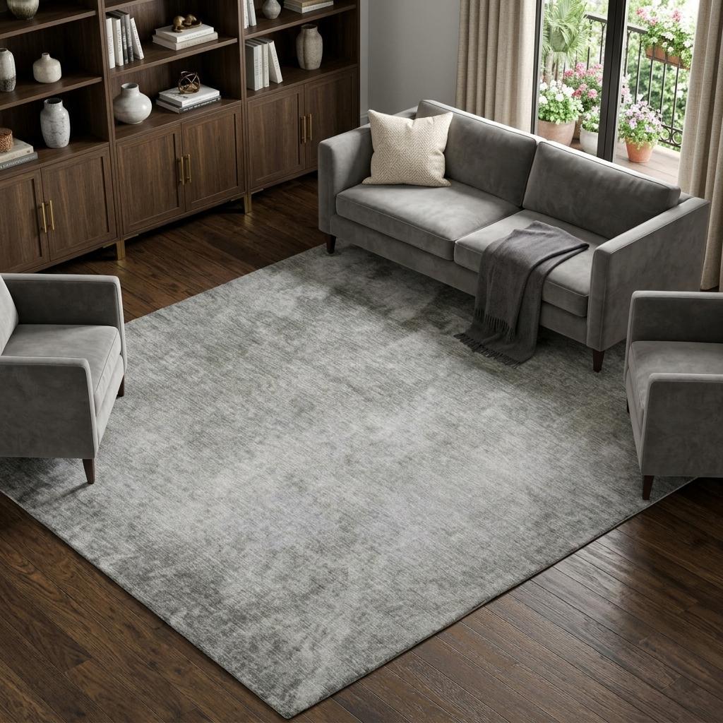 9' X 12' Gray And Silver Abstract Shag Washable Area Rug With UV Protection - HomeRoots - Flyclothing LLC