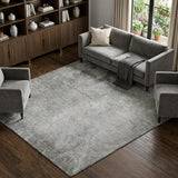 9' X 12' Gray And Silver Abstract Shag Washable Area Rug With UV Protection - HomeRoots - Flyclothing LLC