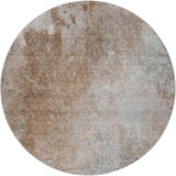 8' Brown And Beige Abstract Shag Washable Round Rug With UV Protection - HomeRoots - Flyclothing LLC