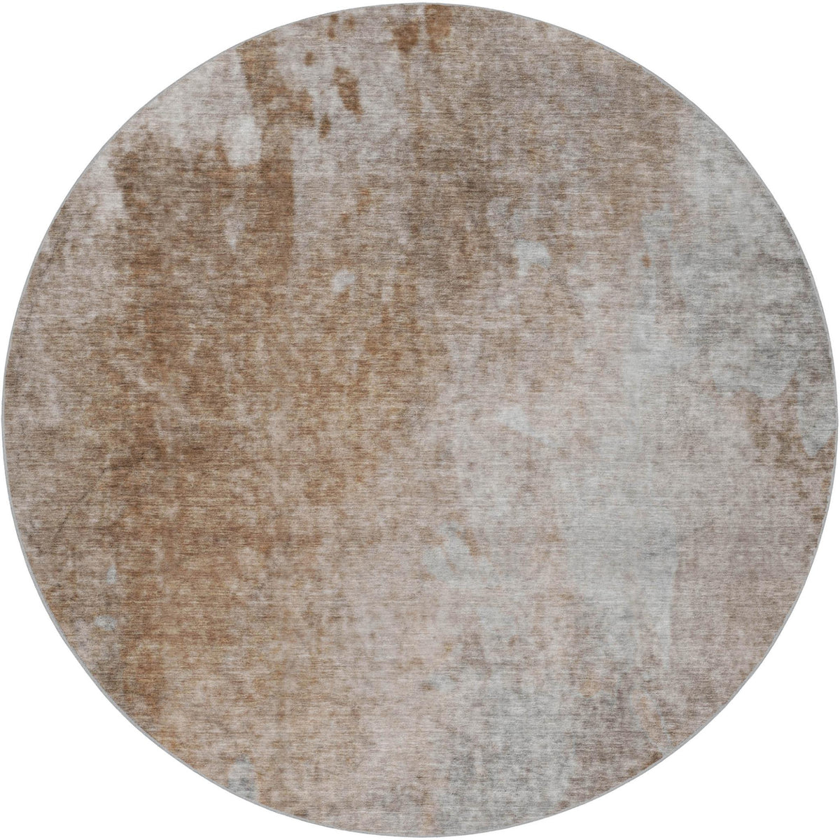 8' Brown And Beige Abstract Shag Washable Round Rug With UV Protection - HomeRoots - Flyclothing LLC