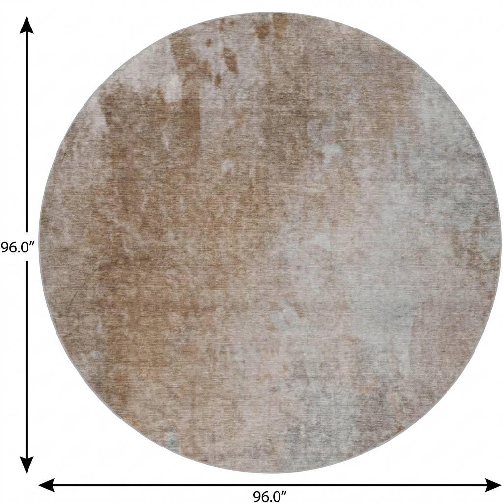8' Brown And Beige Abstract Shag Washable Round Rug With UV Protection - HomeRoots - Flyclothing LLC