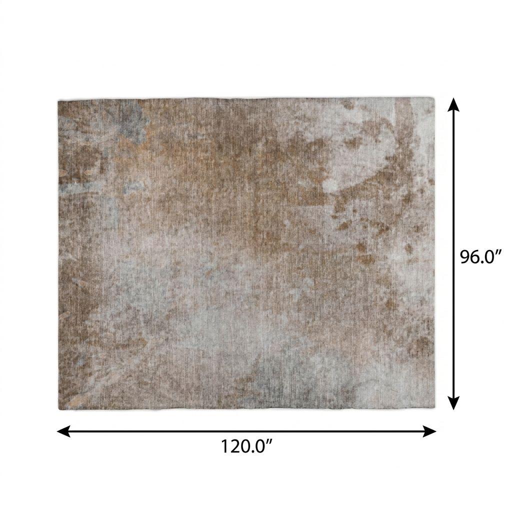 8' X 10' Brown And Beige Abstract Shag Washable Area Rug With UV Protection - HomeRoots - Flyclothing LLC