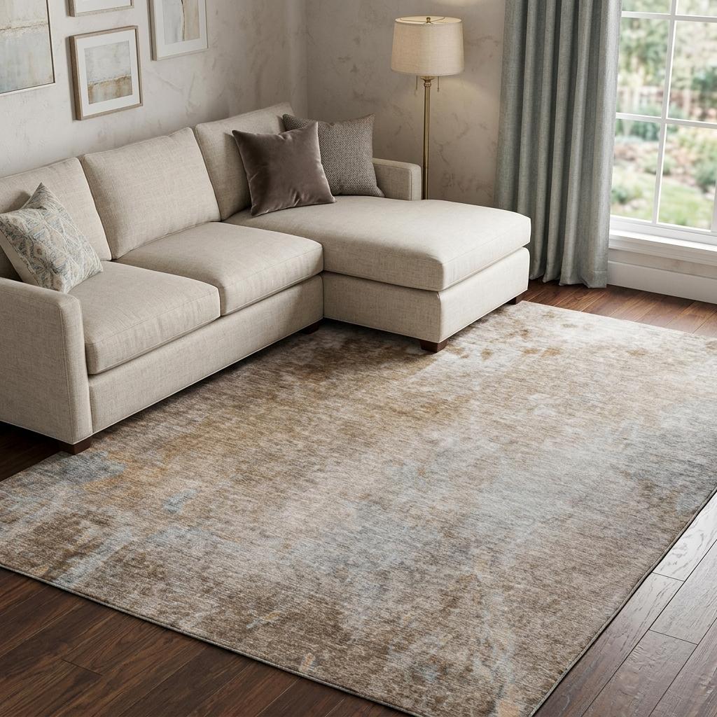 9' X 12' Brown And Beige Abstract Shag Washable Area Rug With UV Protection - HomeRoots - Flyclothing LLC
