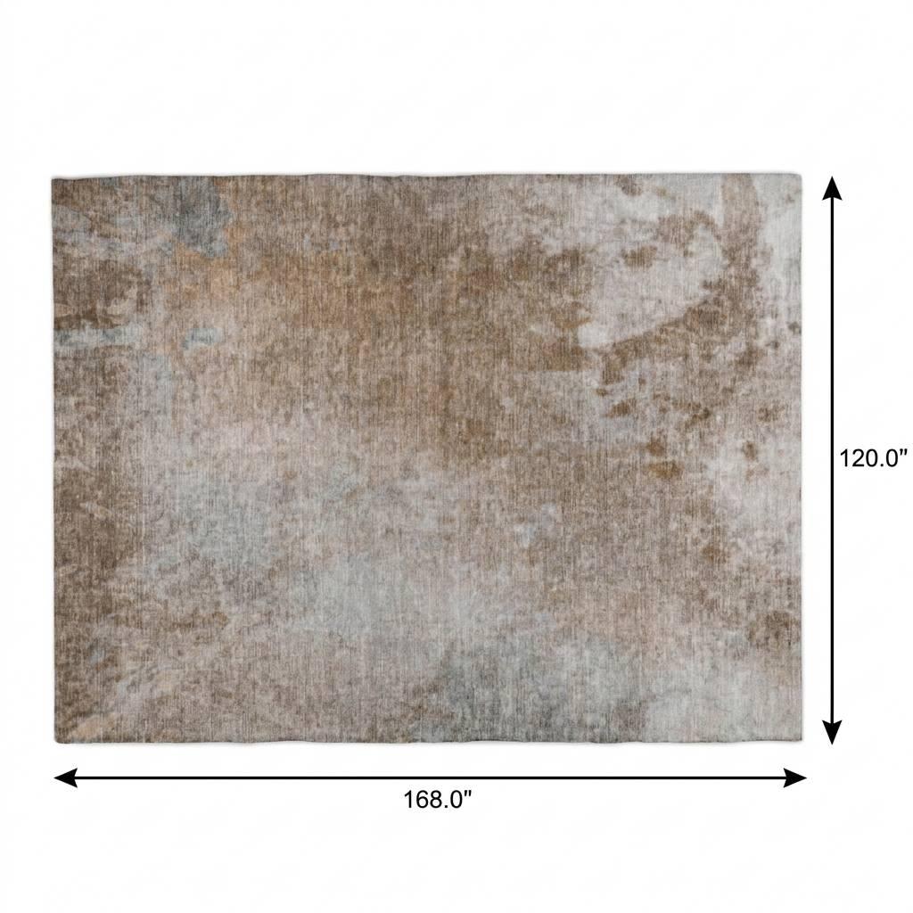 10' X 14' Brown And Beige Abstract Shag Washable Area Rug With UV Protection - HomeRoots - Flyclothing LLC