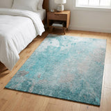 3' X 5' Teal And Gray Abstract Shag Washable Area Rug With UV Protection - HomeRoots - Flyclothing LLC