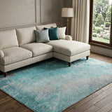 8' X 10' Teal And Gray Abstract Shag Washable Area Rug With UV Protection - HomeRoots - Flyclothing LLC