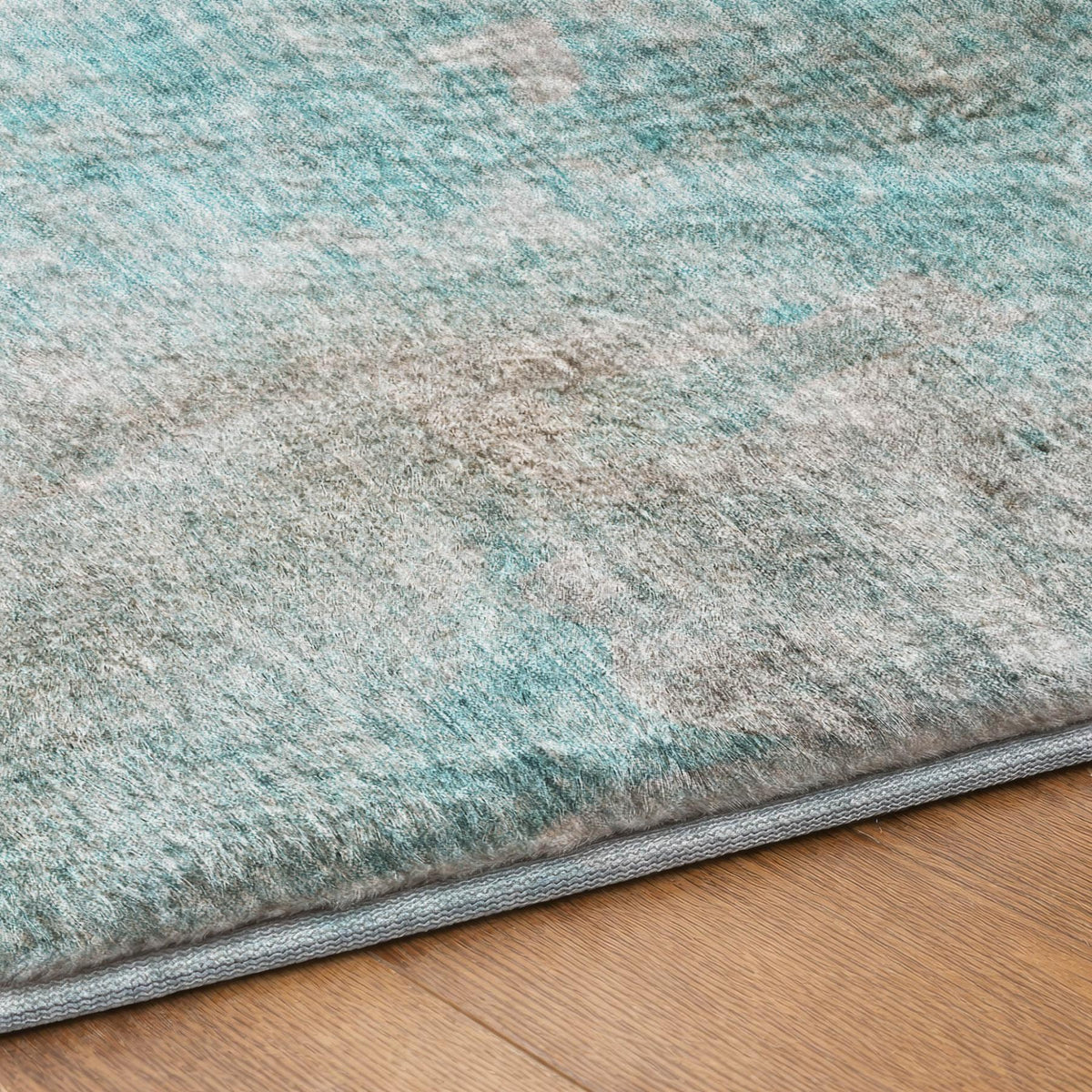 8' X 10' Teal And Gray Abstract Shag Washable Area Rug With UV Protection - HomeRoots - Flyclothing LLC