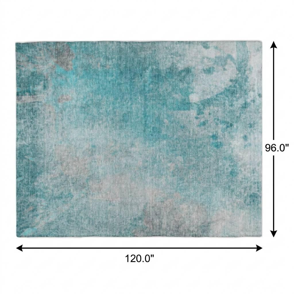 8' X 10' Teal And Gray Abstract Shag Washable Area Rug With UV Protection - HomeRoots - Flyclothing LLC