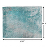 8' X 10' Teal And Gray Abstract Shag Washable Area Rug With UV Protection - HomeRoots - Flyclothing LLC
