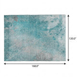 10' X 14' Teal And Gray Abstract Shag Washable Area Rug With UV Protection - HomeRoots - Flyclothing LLC