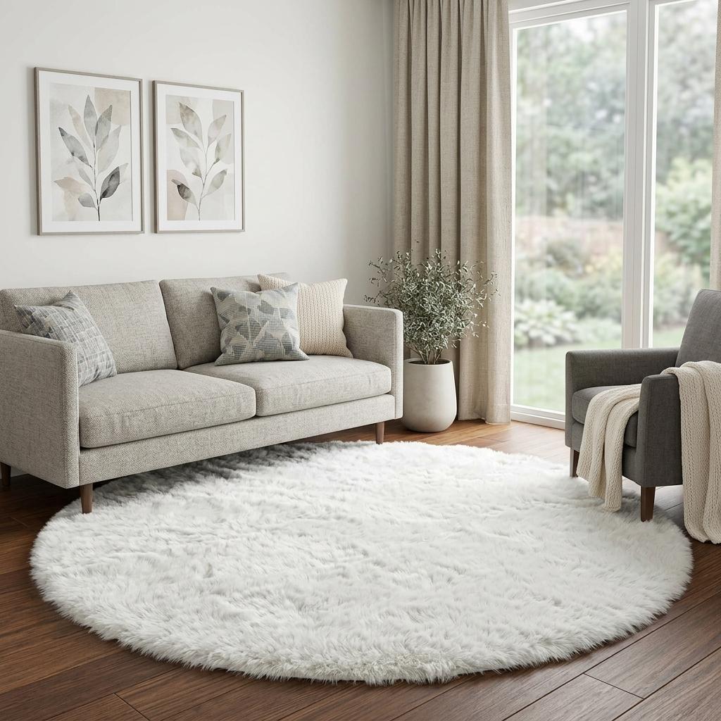 8' Wheat And Gold Abstract Shag Washable Round Rug With UV Protection - HomeRoots - Flyclothing LLC