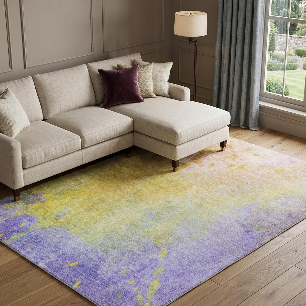 8' X 10' Wheat And Gold Abstract Shag Washable Area Rug With UV Protection - HomeRoots - Flyclothing LLC