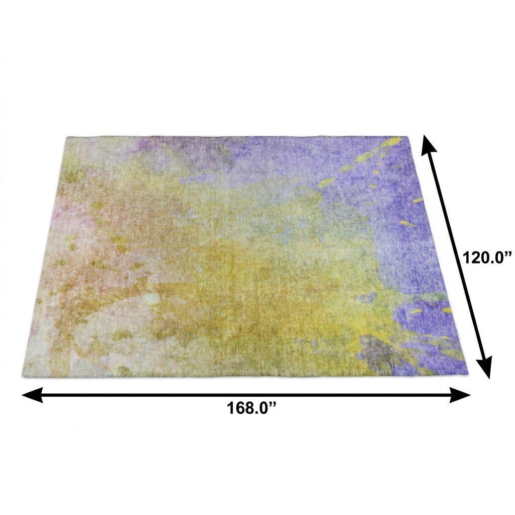 10' X 14' Wheat And Gold Abstract Shag Washable Area Rug With UV Protection - HomeRoots - Flyclothing LLC