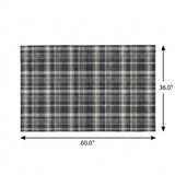3' X 5' Black And Gray Plaid Shag Washable Area Rug With UV Protection - HomeRoots - Flyclothing LLC