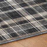 8' Black And Gray Plaid Shag Washable Round Rug With UV Protection - HomeRoots - Flyclothing LLC