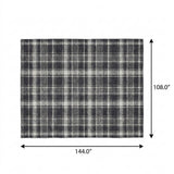 9' X 12' Black And Gray Plaid Shag Washable Area Rug With UV Protection - HomeRoots - Flyclothing LLC
