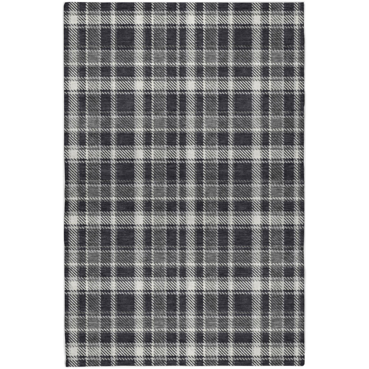 10' X 14' Black And Gray Plaid Shag Washable Area Rug With UV Protection - HomeRoots - Flyclothing LLC