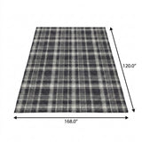 10' X 14' Black And Gray Plaid Shag Washable Area Rug With UV Protection - HomeRoots - Flyclothing LLC