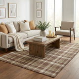 5' X 8' Chocolate And Taupe Plaid Shag Washable Area Rug With UV Protection - HomeRoots - Flyclothing LLC